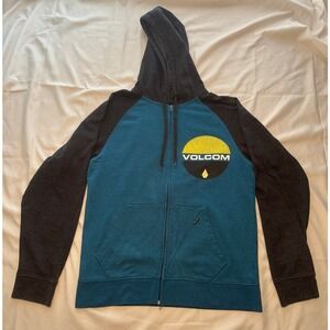 Volcom Zip Up Hoodie Teal Grey‎ Medium